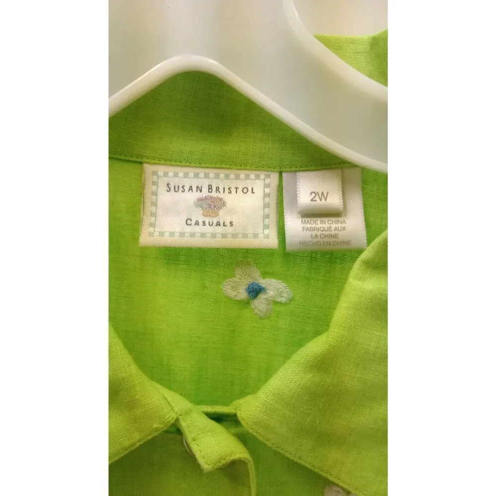Susan Bristol casuals, linen blend embroidered jacket size 24 w